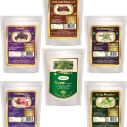 Neem Leaf, Shikakai, Reetha, Bhringraj, Hibiscus and Amla Powder
