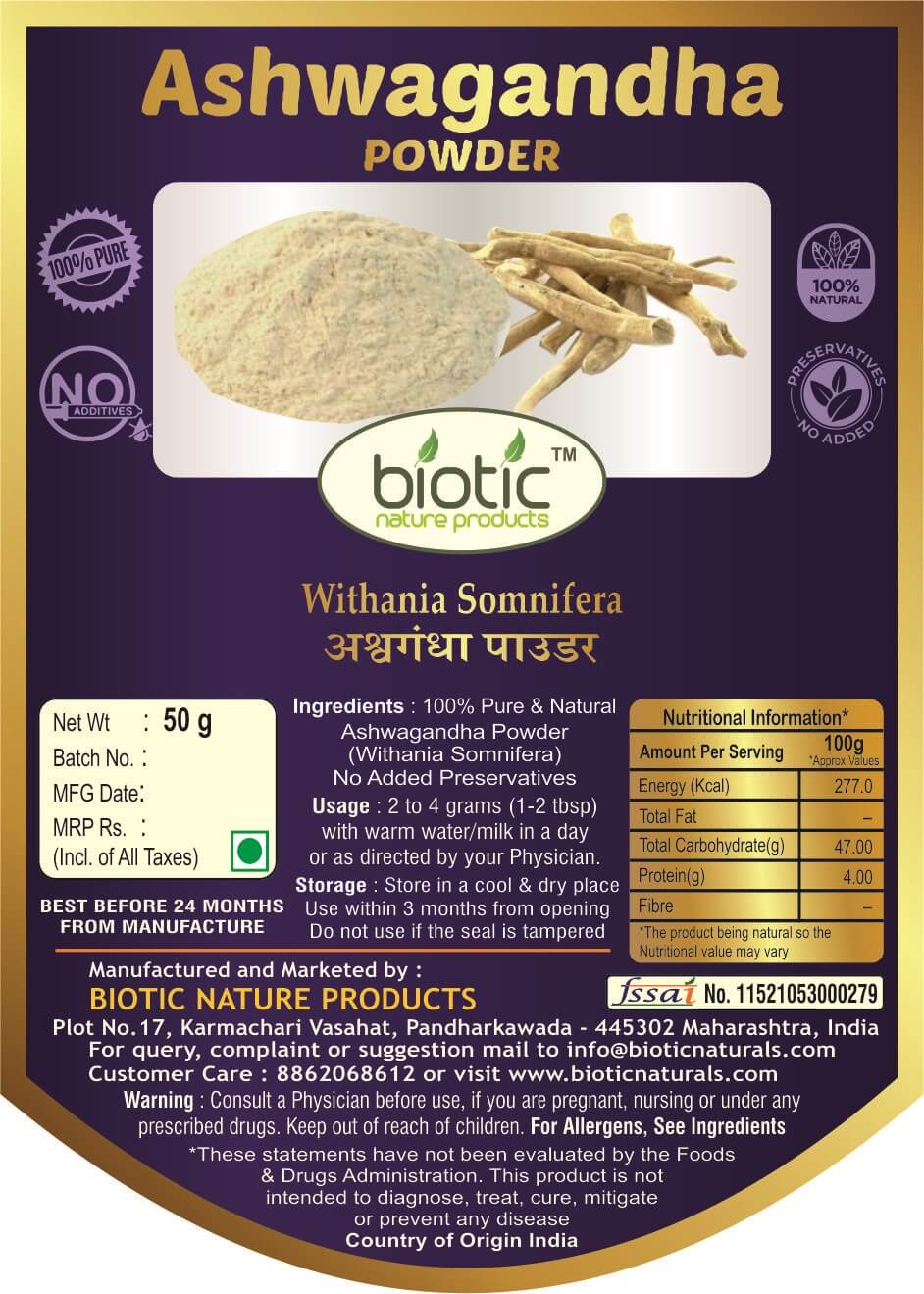 Safed Musli, Ashwagandha, Shatavari, Kaunch Seed and Gokhru Powder - 250gm (50gm each) - Image 3