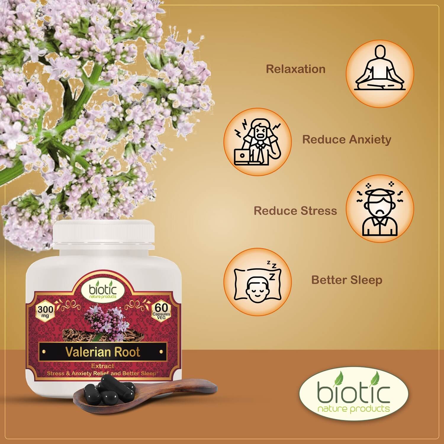 Valerian Root Extract ( वैलेरियन कैप्सूल ) 300mg - 60 Veg Capsules - Image 2