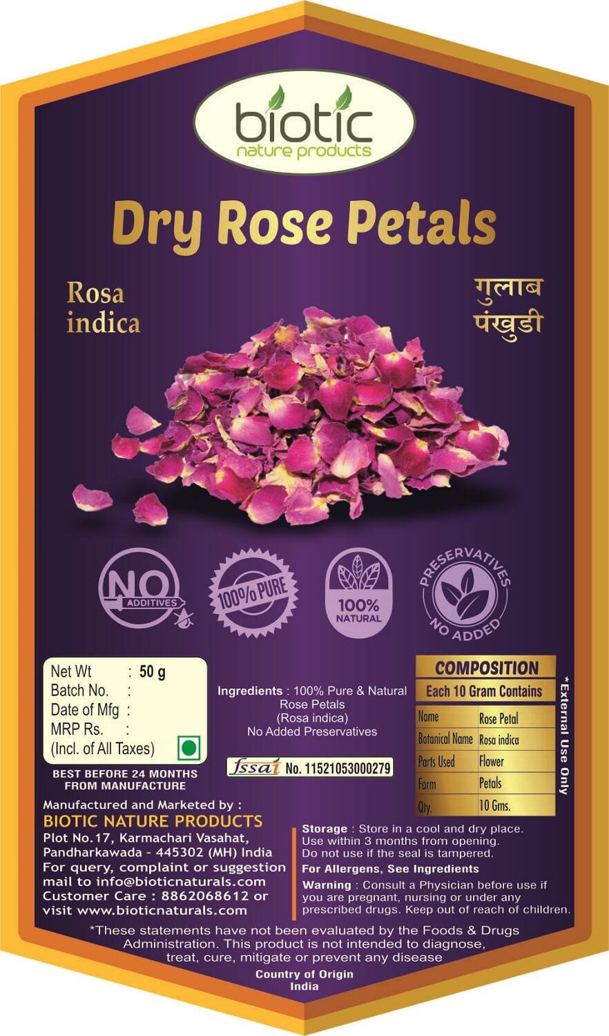 Rose Petals Dried - Gulab Patti - Sun Dry Rose Petals for Face Hair - Organic Rose Petal for Edible Cooking Eating Soap Making Decoration - 100gm - Image 2