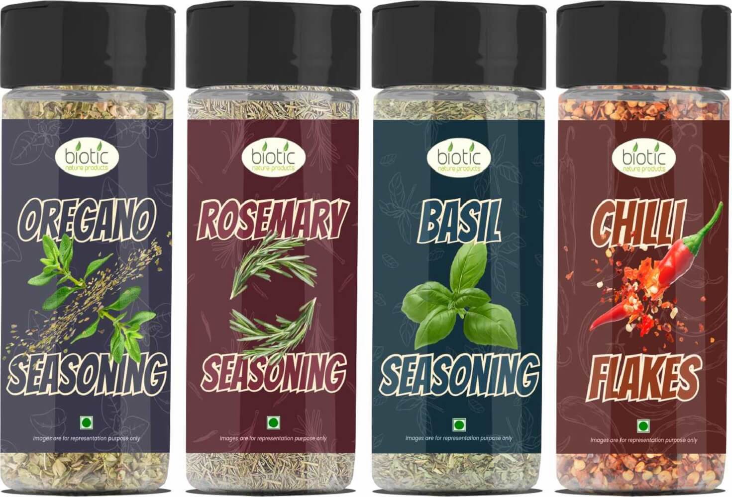 Dried Herbs Oregano, Rosemary, Basil and Chilli Flakes Mixed Herbs Seasoning Combo Pack (120gm)