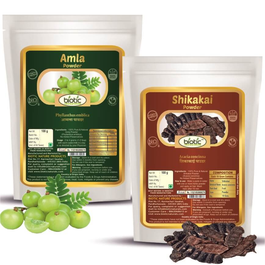 Shikakai and Amla Powder - 200 gms (100 gms each)