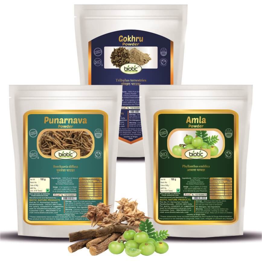 Gokhru, Punarnava and Amla Powder – 300 gms (100 gms each)