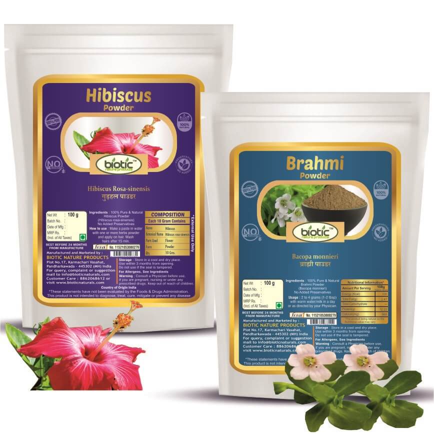 Hibiscus and Brahmi Powder - 200 gms (100 gms each)