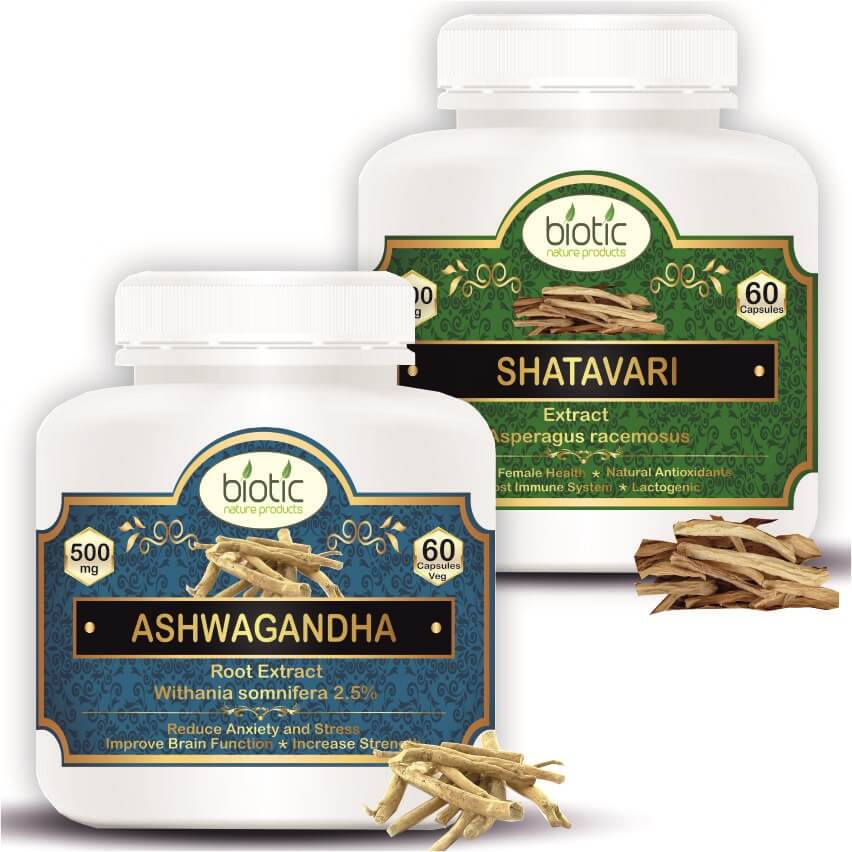Ashwagandha Capsules and Shatavari Capsules Extract 500mg - 120 Veg Capsules