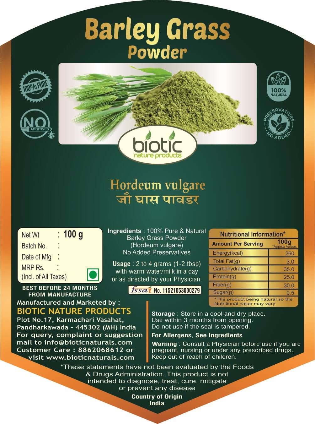 Natural Barley Grass Powder Organic - Green Superfood Powder for Drink - Barley Powder for Drinking Juice - Green Grass Powder Supplement - Jau Powder - Image 2